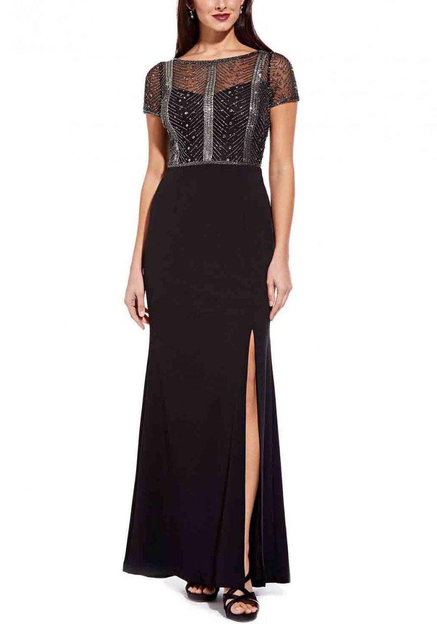 Adrianna Papell Long Short Sleeve Formal Dress - The Dress Outlet Adrianna Papell