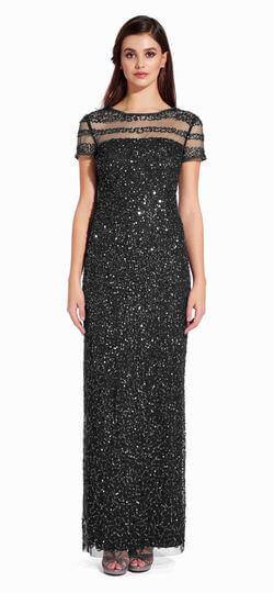 Adrianna Papell Long Formal Short Sleeve Evening Dress - The Dress Outlet Adrianna Papell