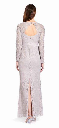 Adrianna Papell Long Sleeve Formal Lace Dress - The Dress Outlet Adrianna Papell