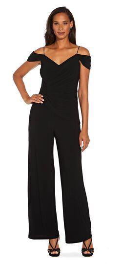 Black Adrianna Papell AP1E206048 Off Shoulder Pant Set Formal for $131. ...