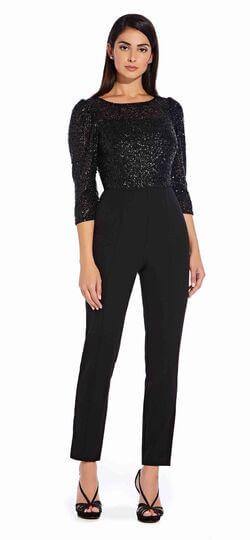 Adrianna Papell Long Formal 3/4 Sleeve Pant Suit - The Dress Outlet Adrianna Papell
