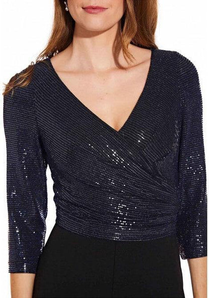 Adrianna Papell Long Formal Sequins Pant Suit - The Dress Outlet Adrianna Papell