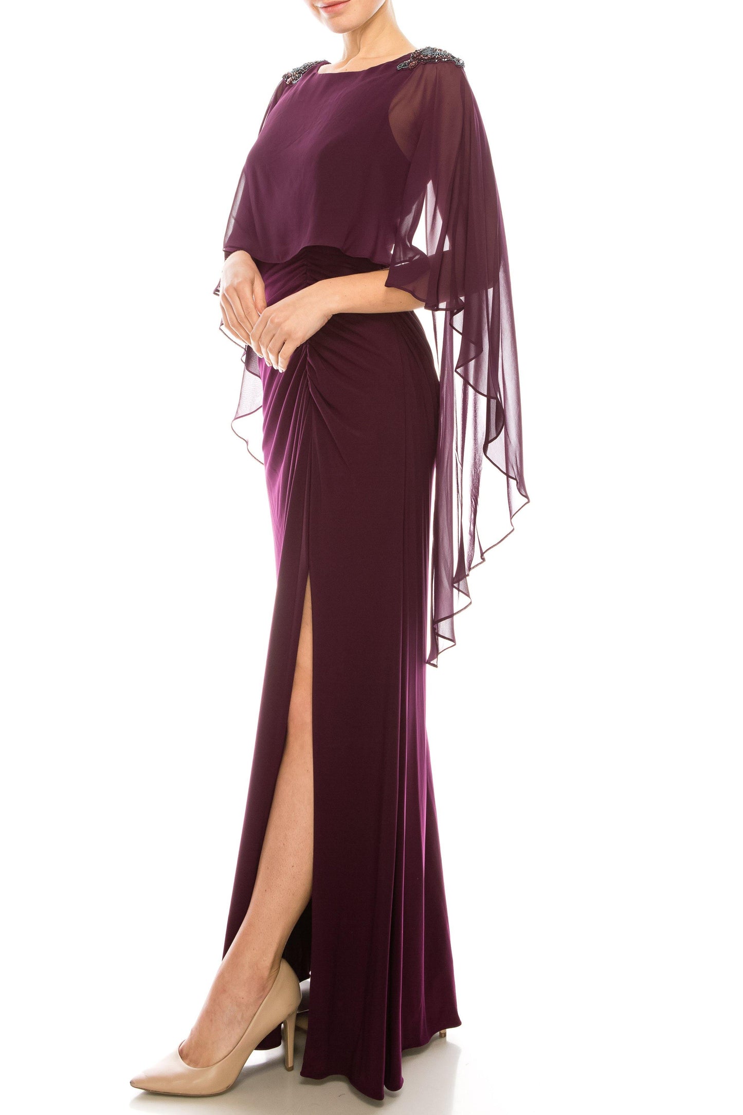 Adrianna Papell Mother of the Bride Cape Dress - The Dress Outlet