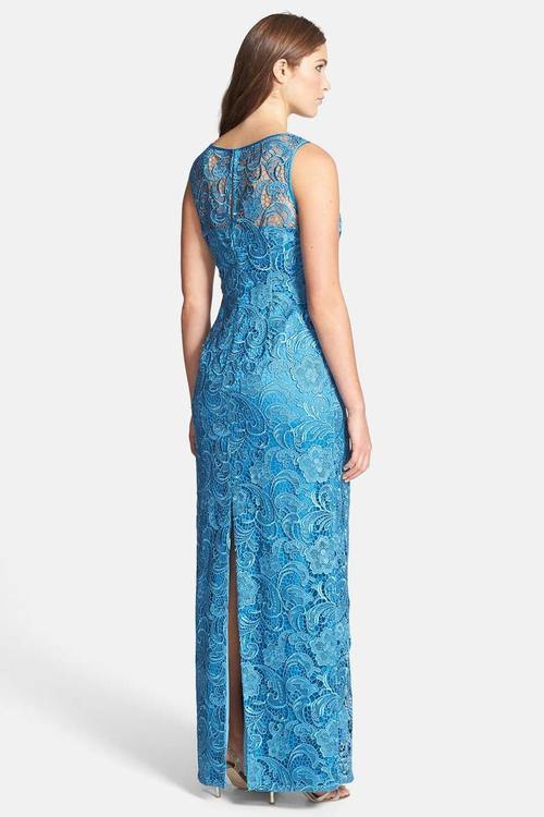 Adrianna Papell Long Mother of the Bride Lace Dress - The Dress Outlet Adrianna Papell