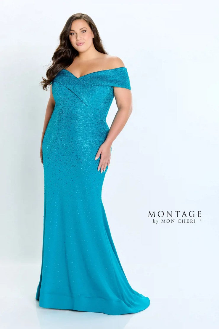 Montage 220949 Long Beaded V Neck Formal Dress