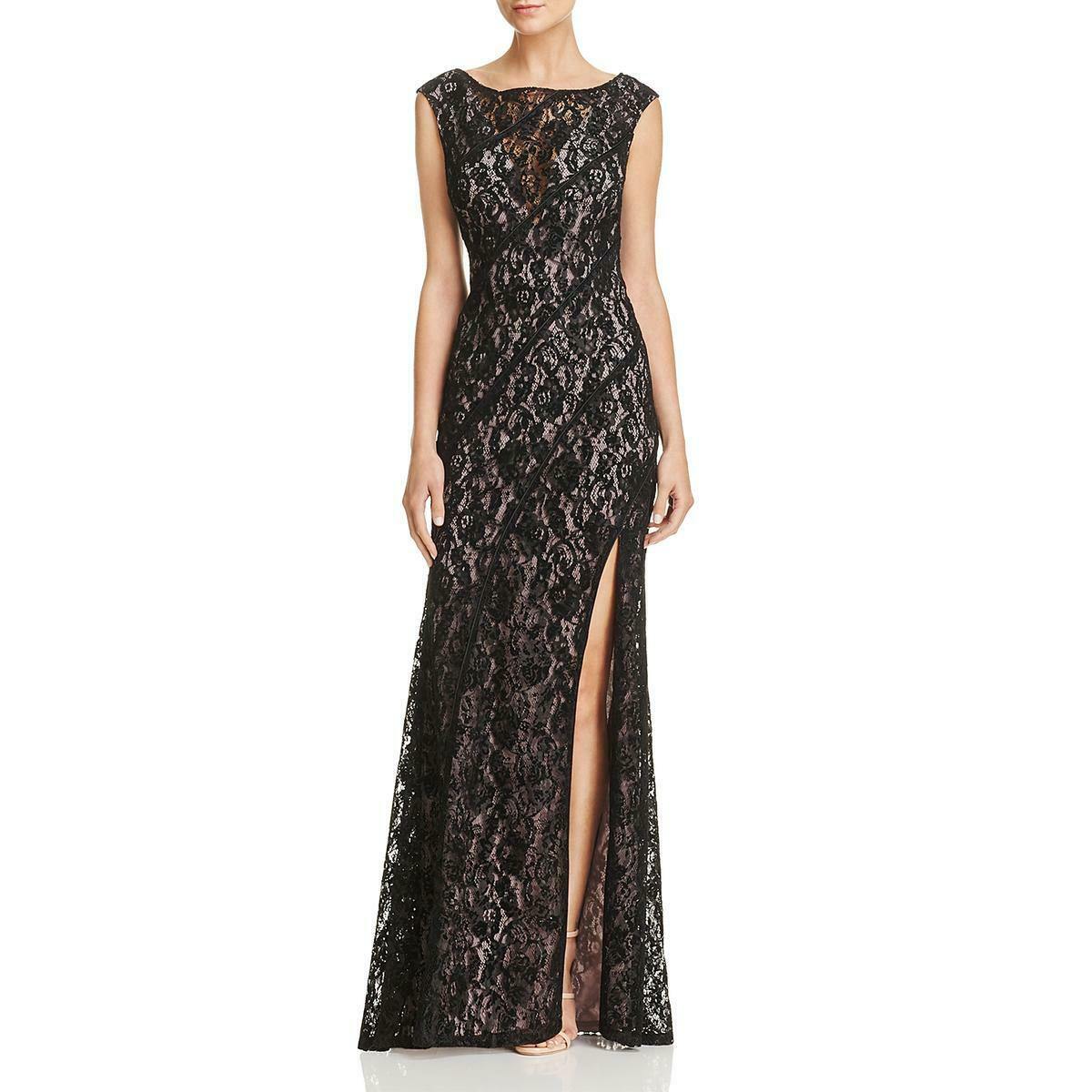 Aidan Mattox Womens Lace Sleeveless Evening Dress Black Aidan Mattox Womens Lace Sleeveless Evening Dress Black