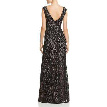 Aidan by Aidan Mattox Long Formal Floral Lace Dress - The Dress Outlet