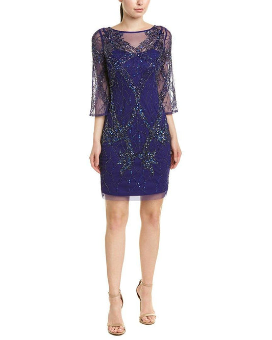Aidan by Aidan Mattox 3/4 Sleeve Short Cocktail Dress - The Dress Outlet Aidan Mattox