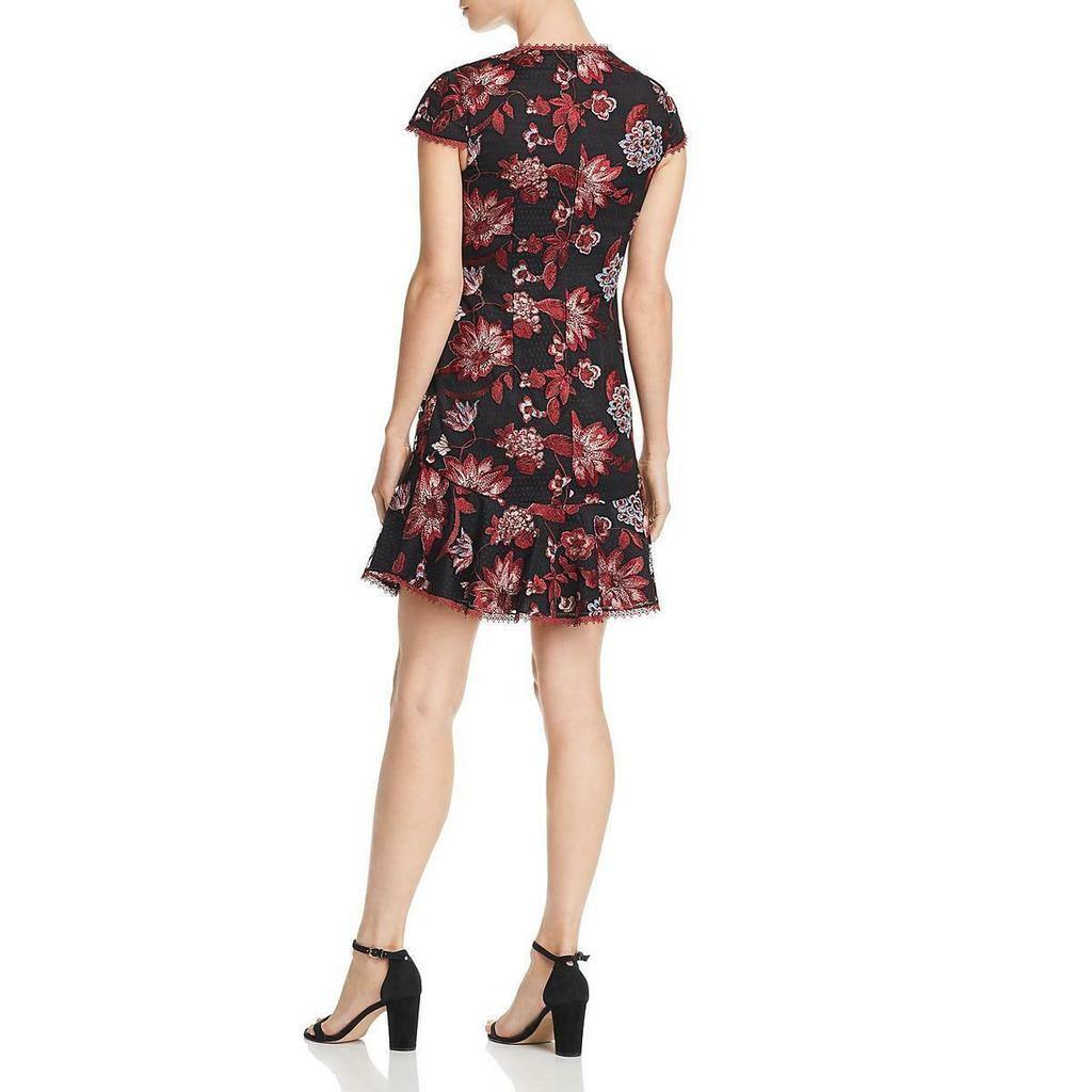 Aidan by Aidan Mattox Short Floral Bodice Cap Sleeve - The Dress Outlet