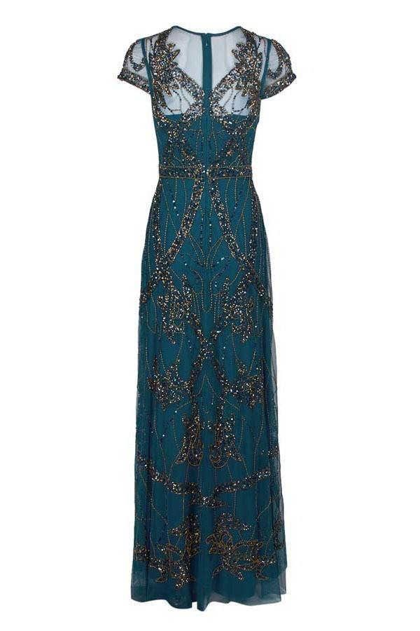 Aidan Mattox Long Formal Beaded Illusion Dress - The Dress Outlet