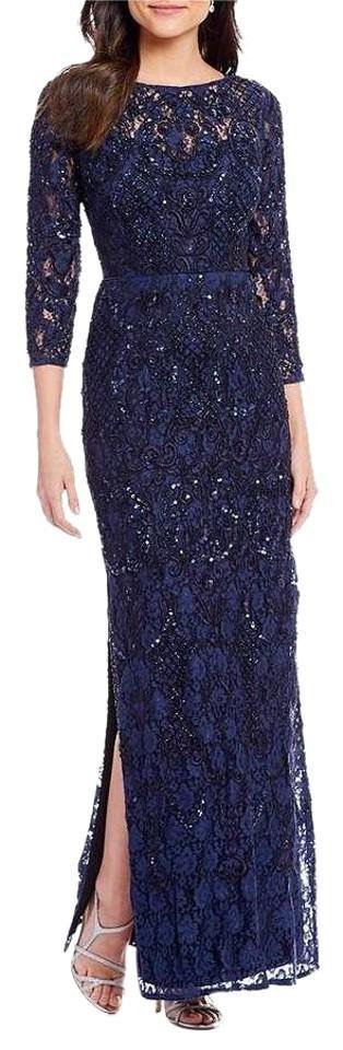 Aidan Mattox Long Sleeve Long Formal Lace Dress - The Dress Outlet Aidan Mattox