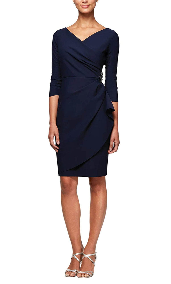 Three-Quarter Sleeve Sleeve Short Contour Collection Dress Featuring SmoothFit Fa Alex Evenings 234134
