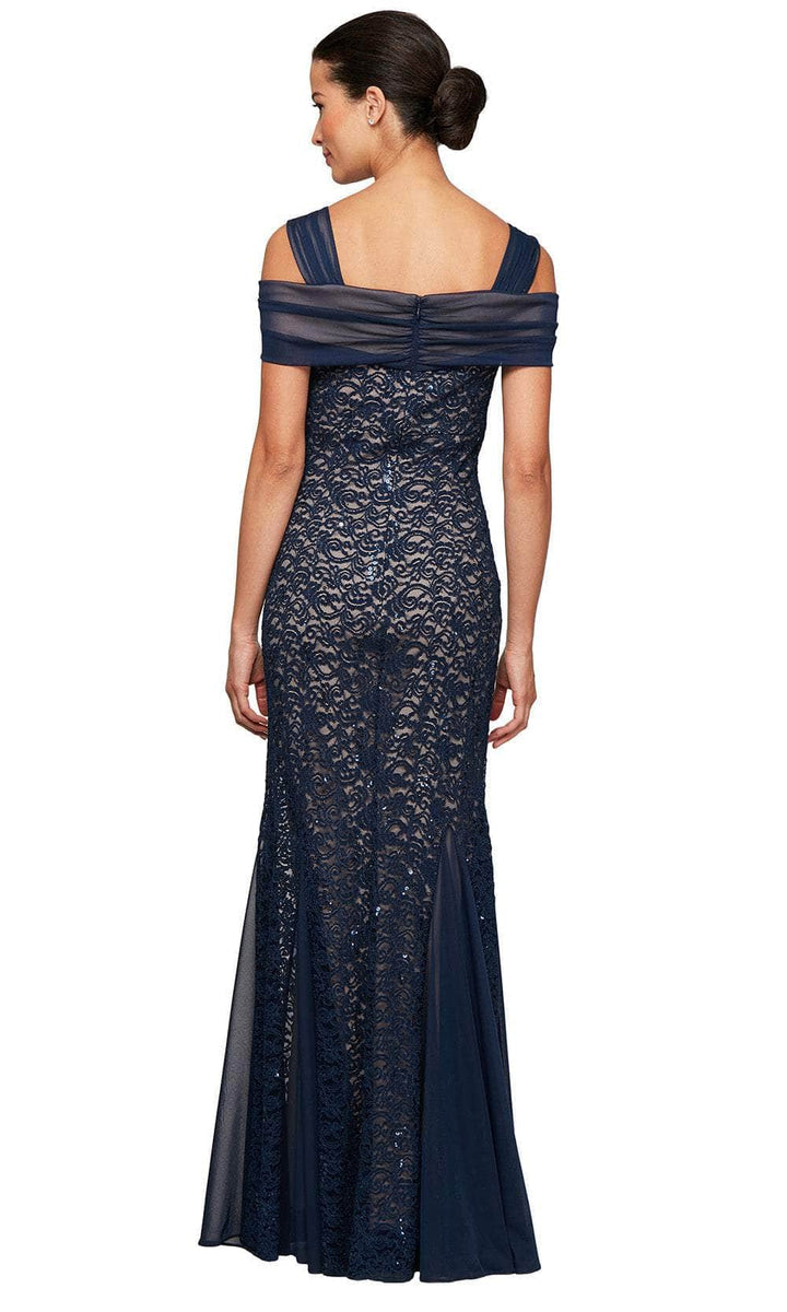 Long Lace Fit and Flare Cold Shoulder Dress Alex Evenings 81122243