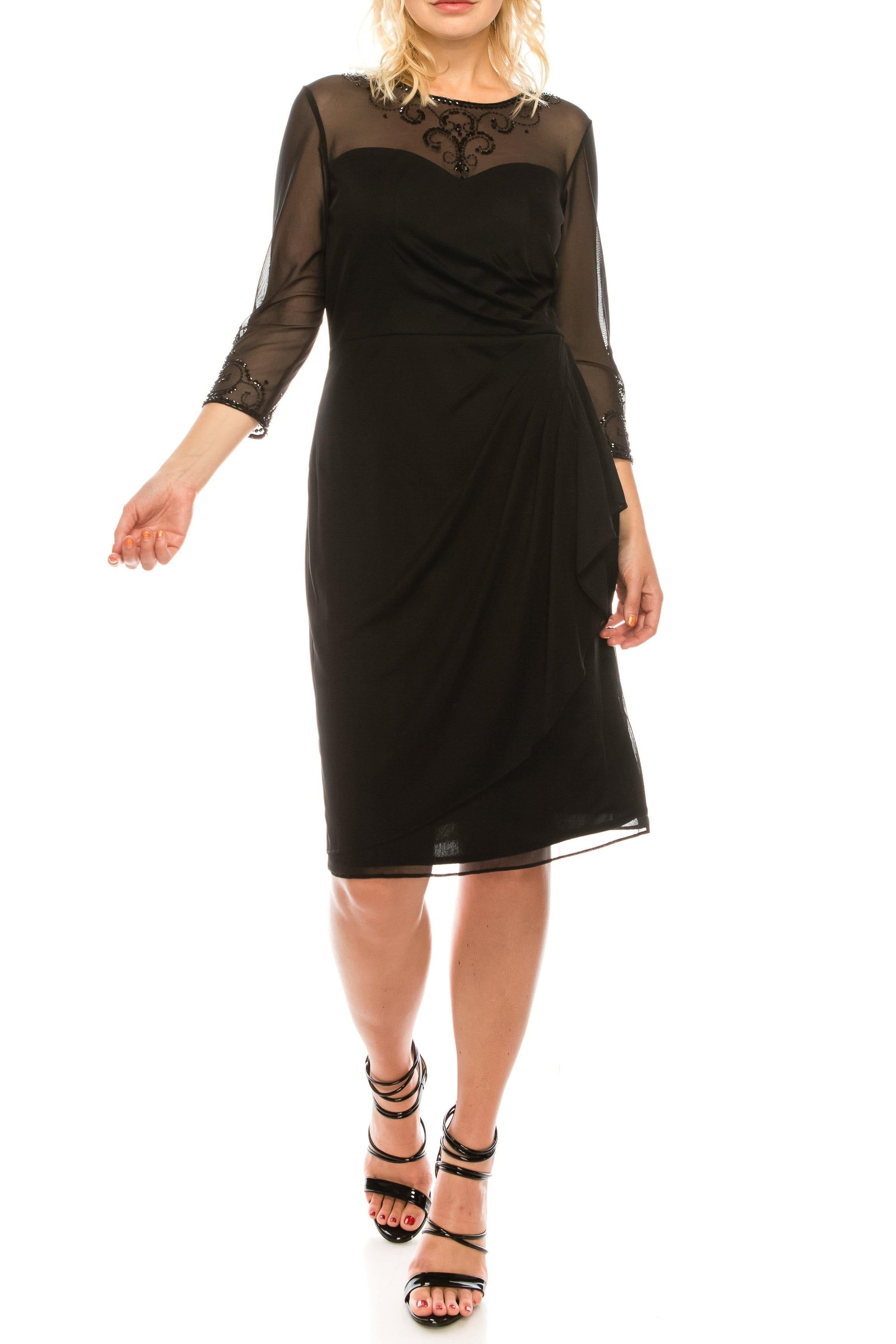 Black Alex Evenings 8132918 Short Cocktail Beaded Draped Dress for $99. ...