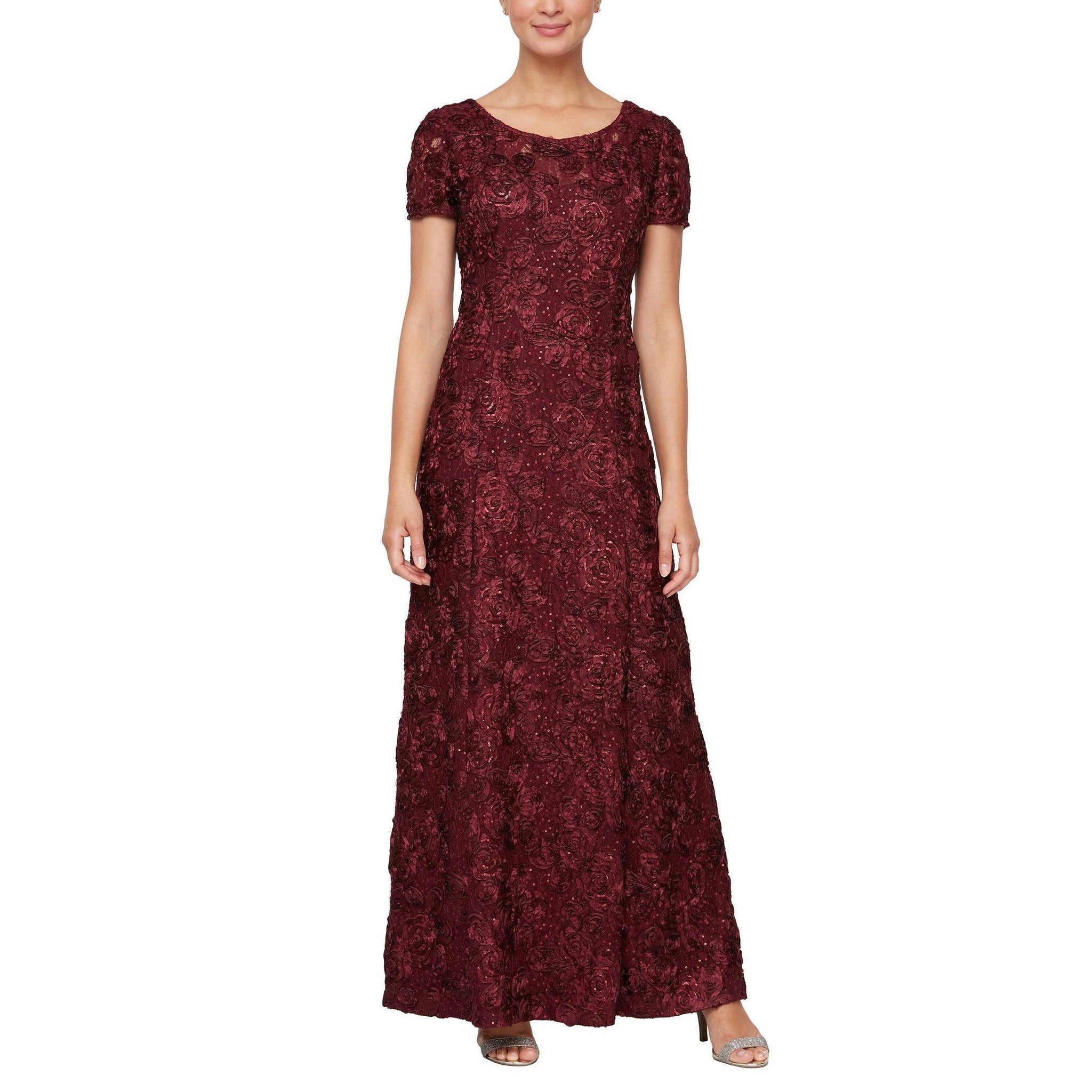 Champagne Alex Evenings AE112788 Long Mother of the Bride Dress for