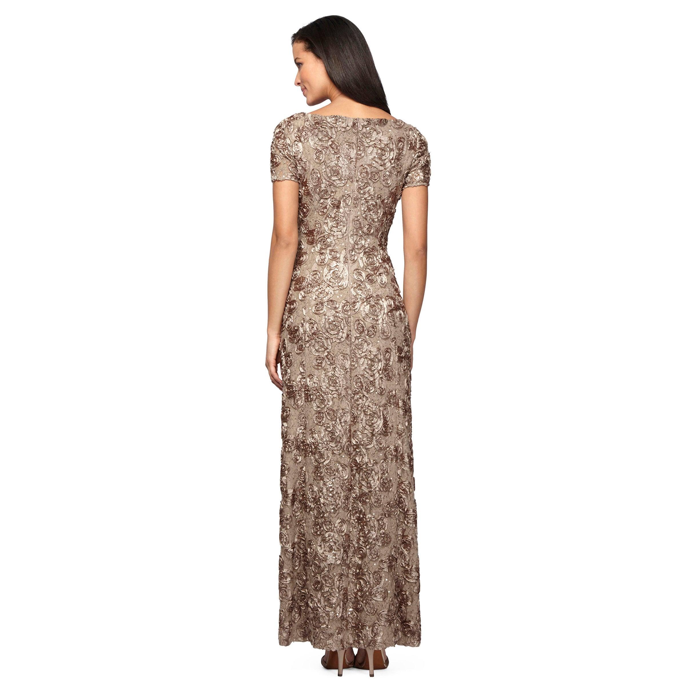 Champagne Alex Evenings AE112788 Long Mother of the Bride Dress