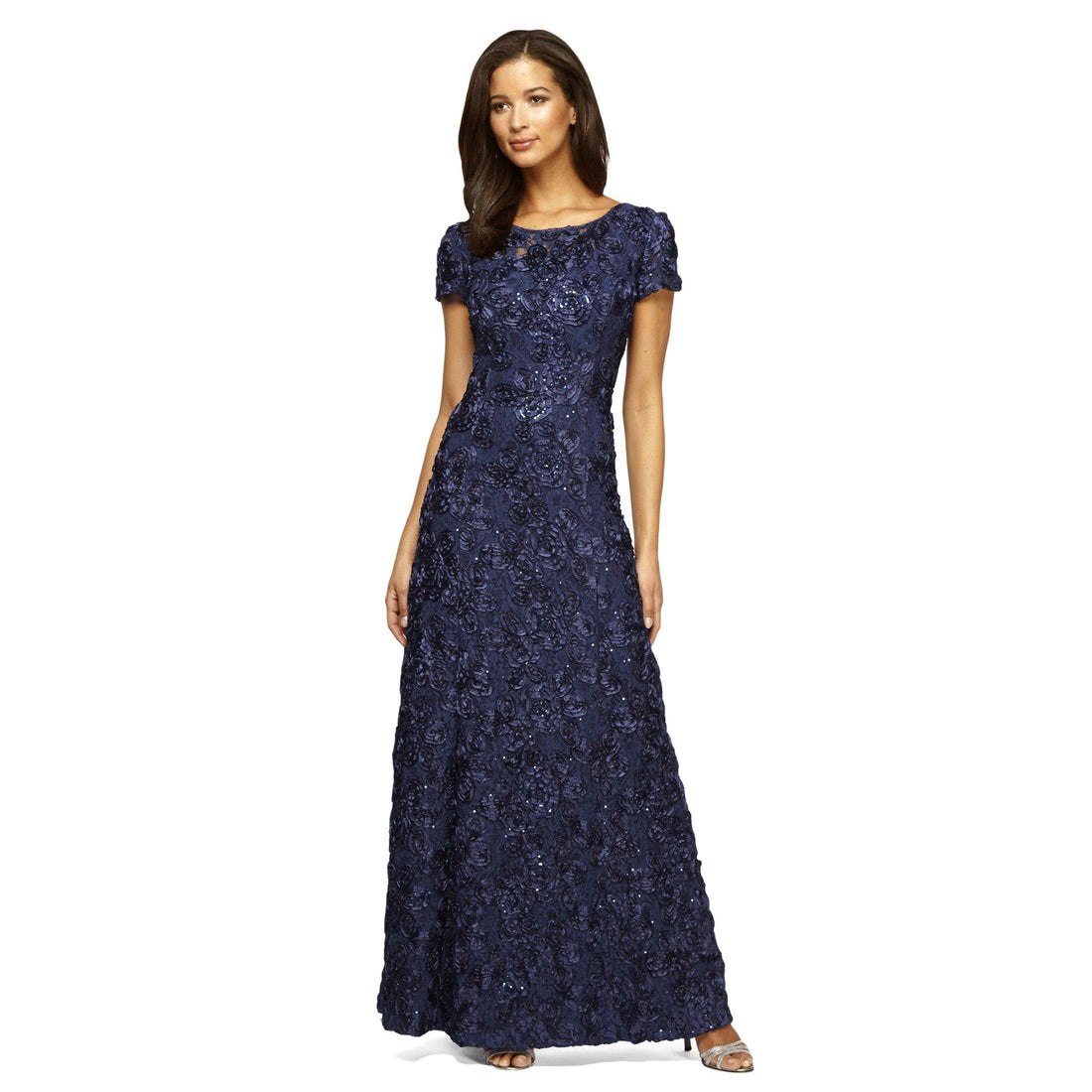 Champagne Alex Evenings AE112788 Long Mother of the Bride Dress for