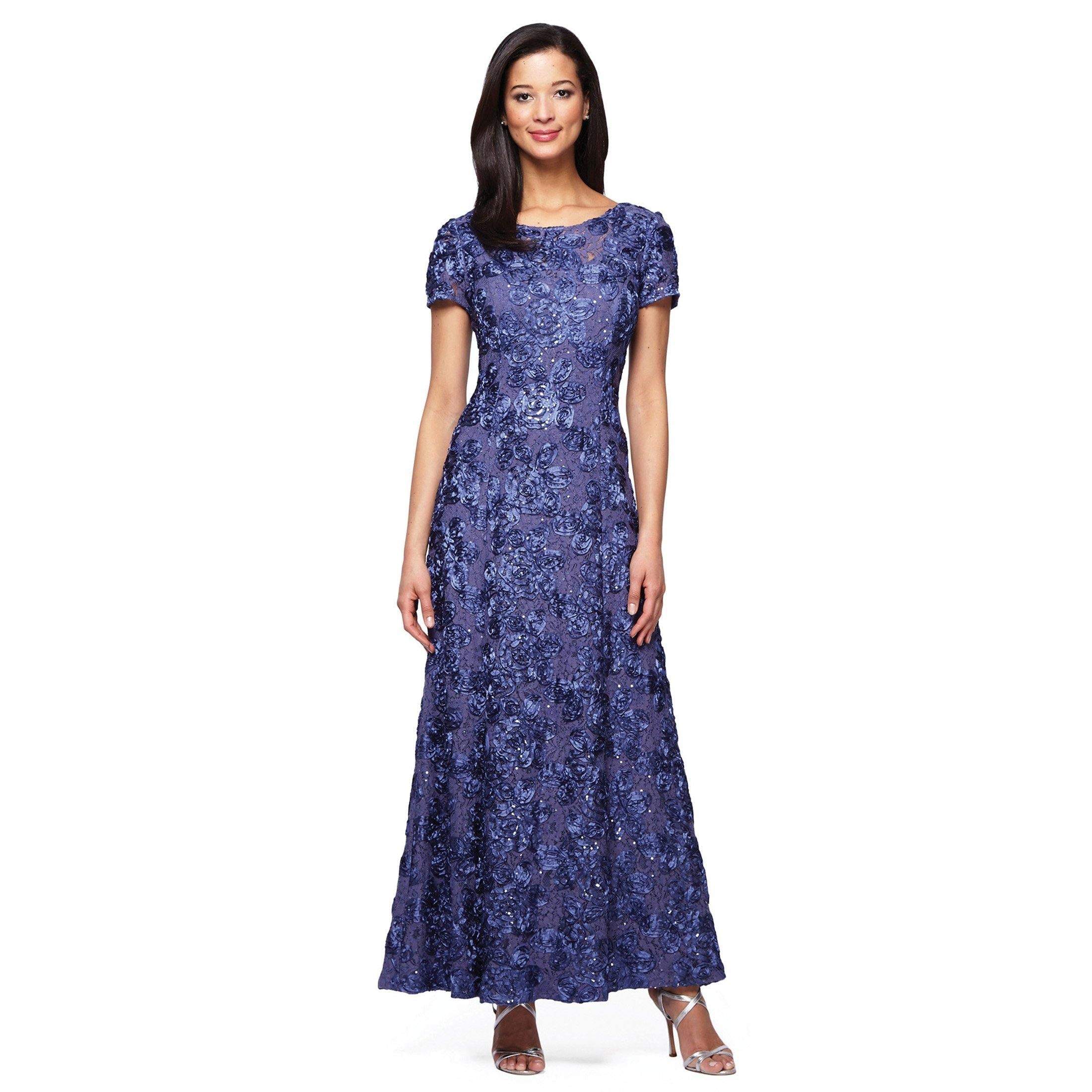 Champagne Alex Evenings AE112788 Long Mother of the Bride Dress