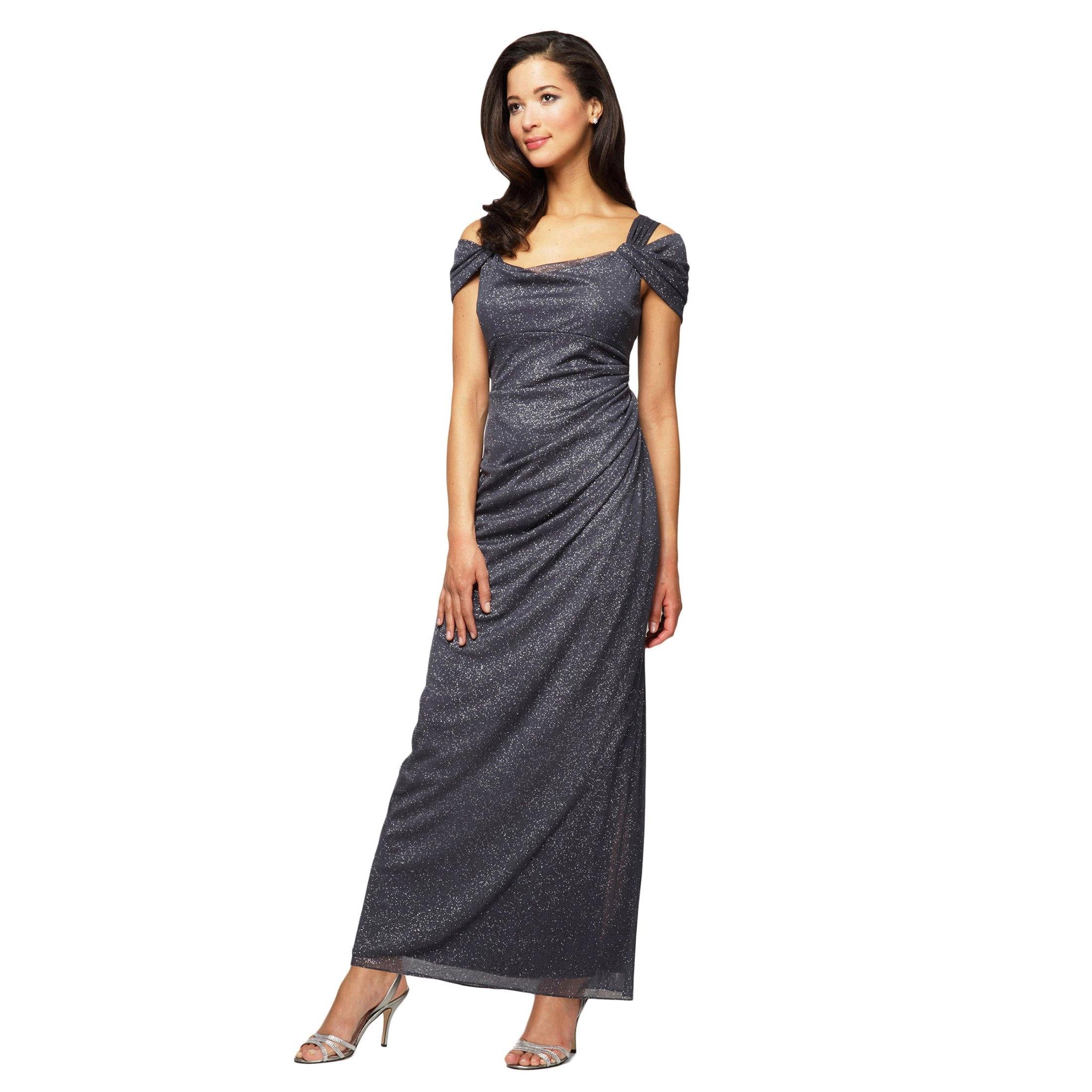 Alex Evenings Black Cold Shoulder Gown Alex Evenings Black Cold Shoulder Gown