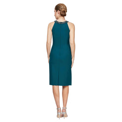 Charcoal Alex Evenings AE134165 Short Beaded Halter Dress for $239.99 – The Dress Outlet
