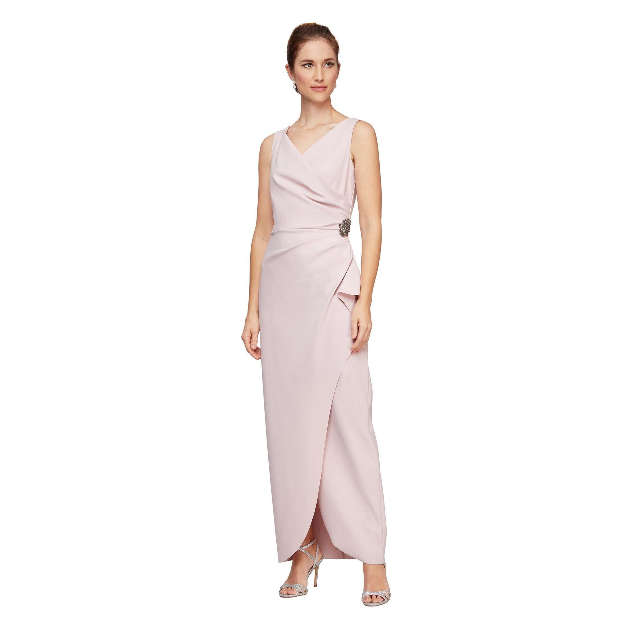 Alex Evenings 8134431 Long Ruffle Slit Formal Evening Dress