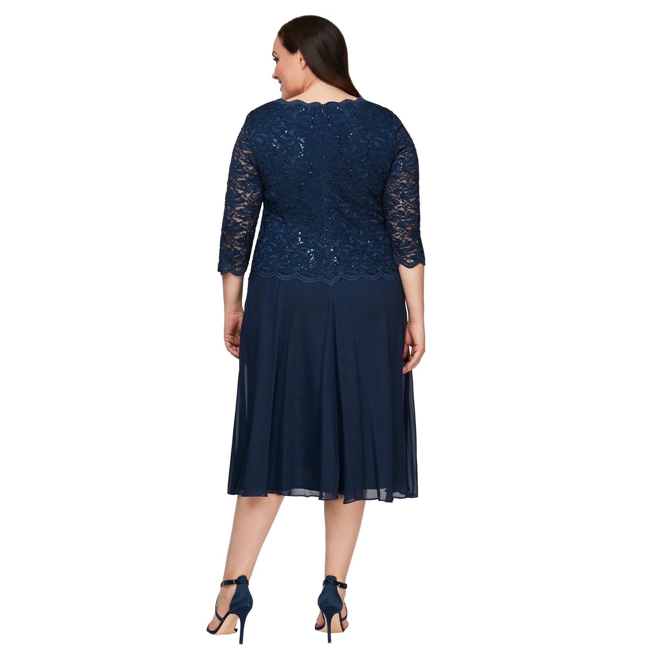Icy Orchid Alex Evenings AE4121796 Short Plus Size Chiffon Dress for ...