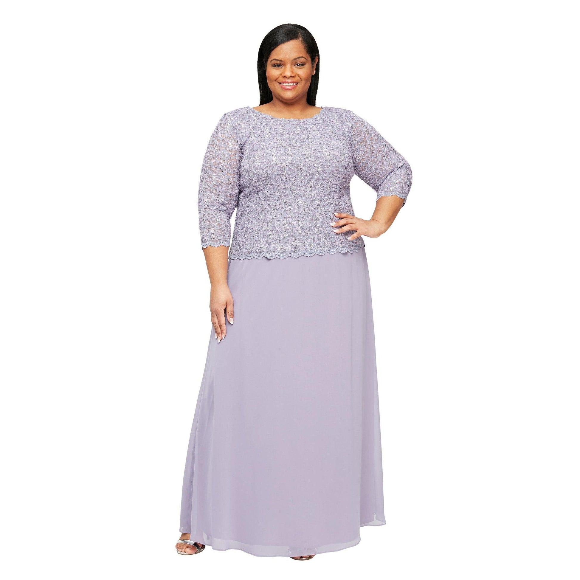 Alex Evenings AE412318 Long Plus Size Chiffon Dress