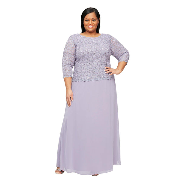 Alex Evenings AE412318 Long Plus Size Chiffon Dress