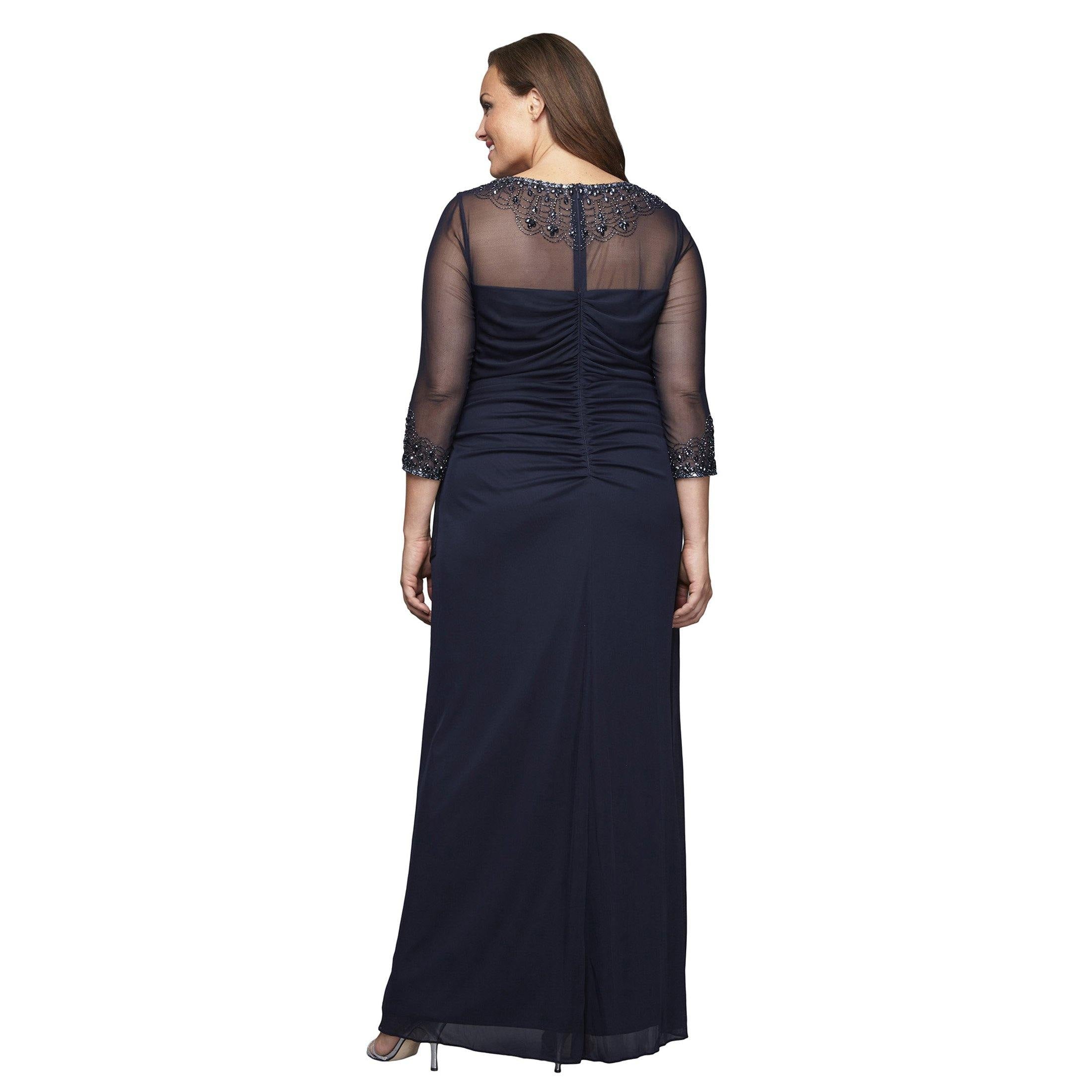 Alex Evenings Plus Size Long Beaded Dress 432833 - The Dress Outlet
