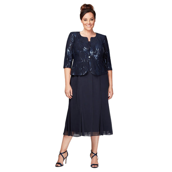 Navy Alex Evenings AE496267 Short Plus Size Jacket Dress for 215.99