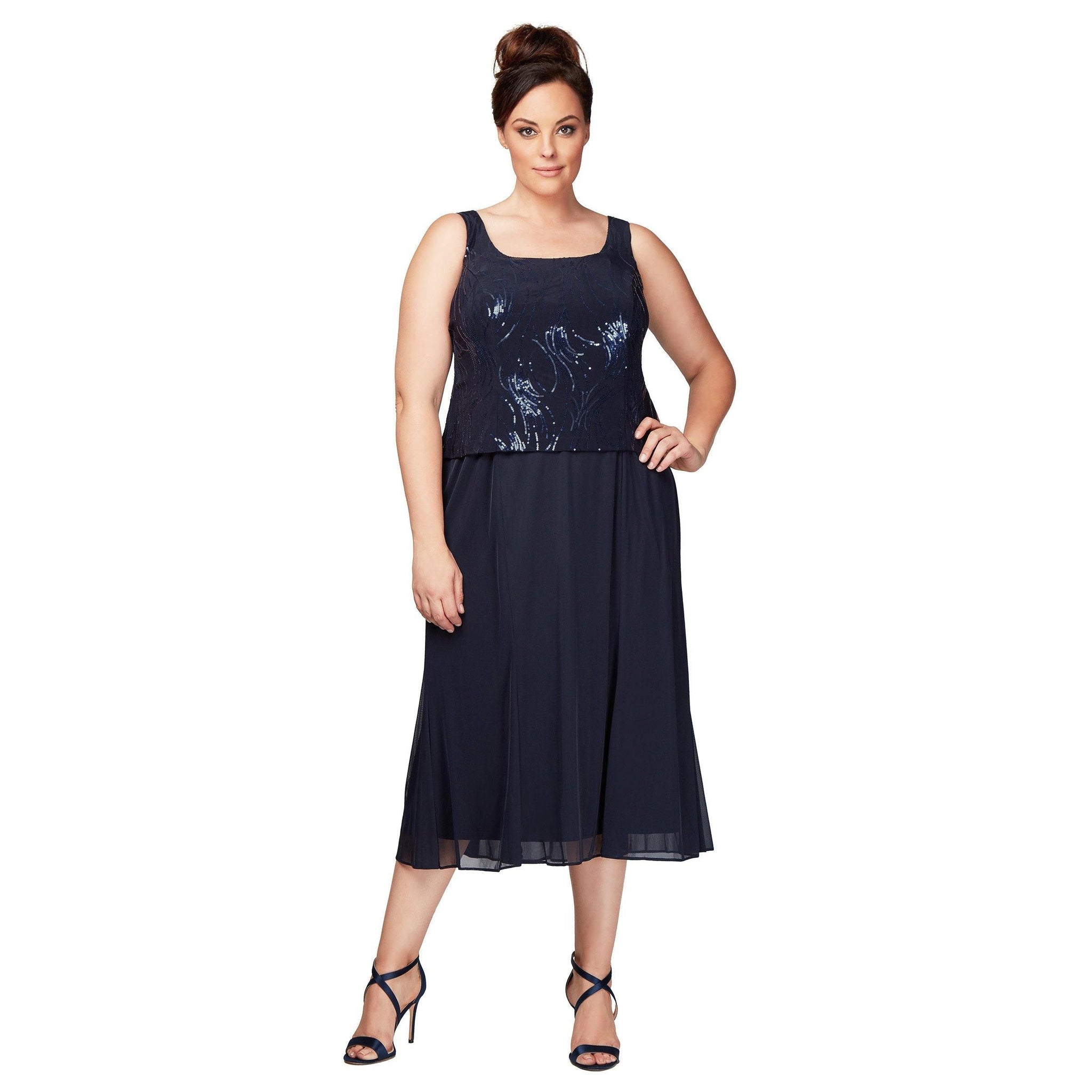 Navy Alex Evenings AE496267 Short Plus Size Jacket Dress for $215.99