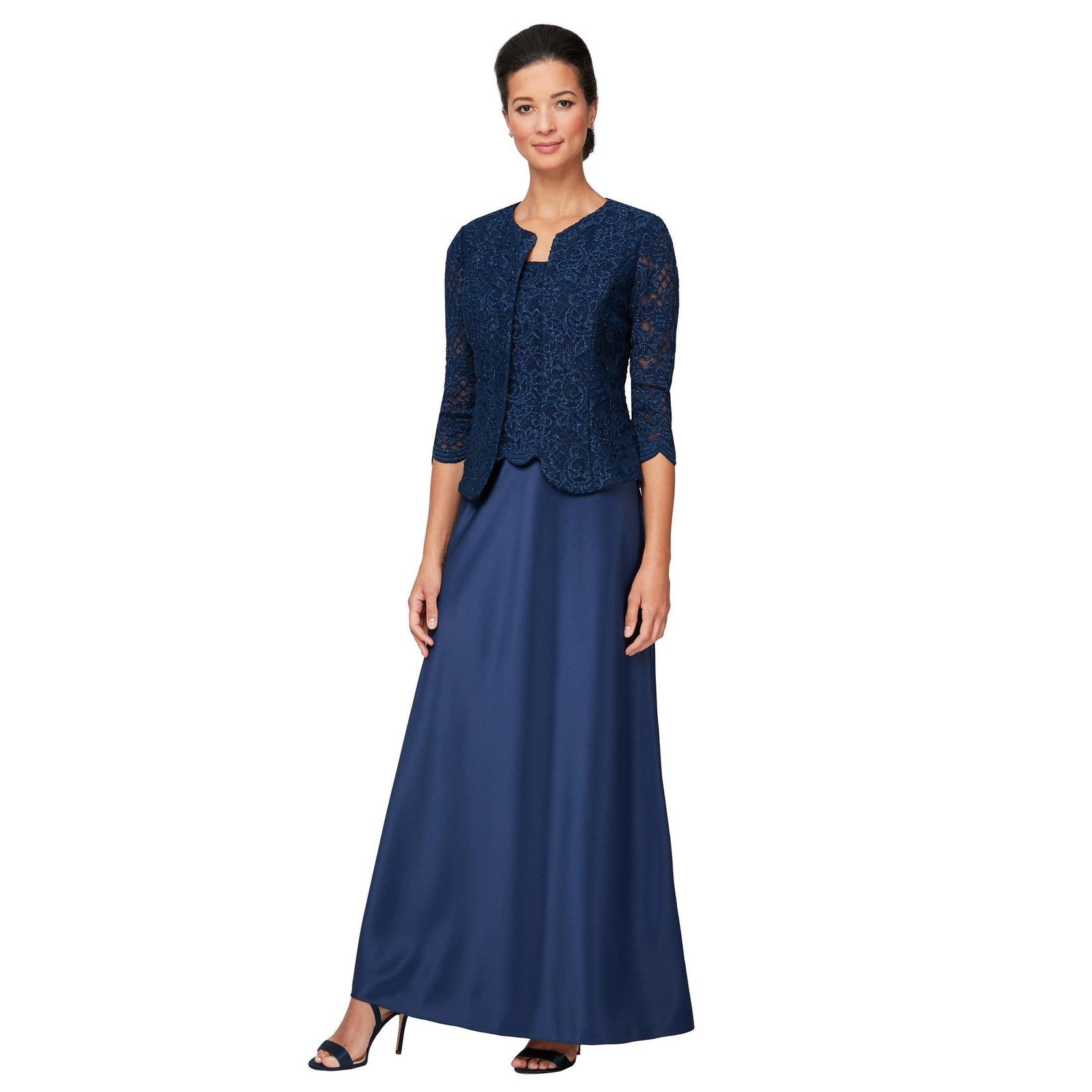Navy Alex Evenings AE81122326 Long Formal Jacket Dress for $219.99