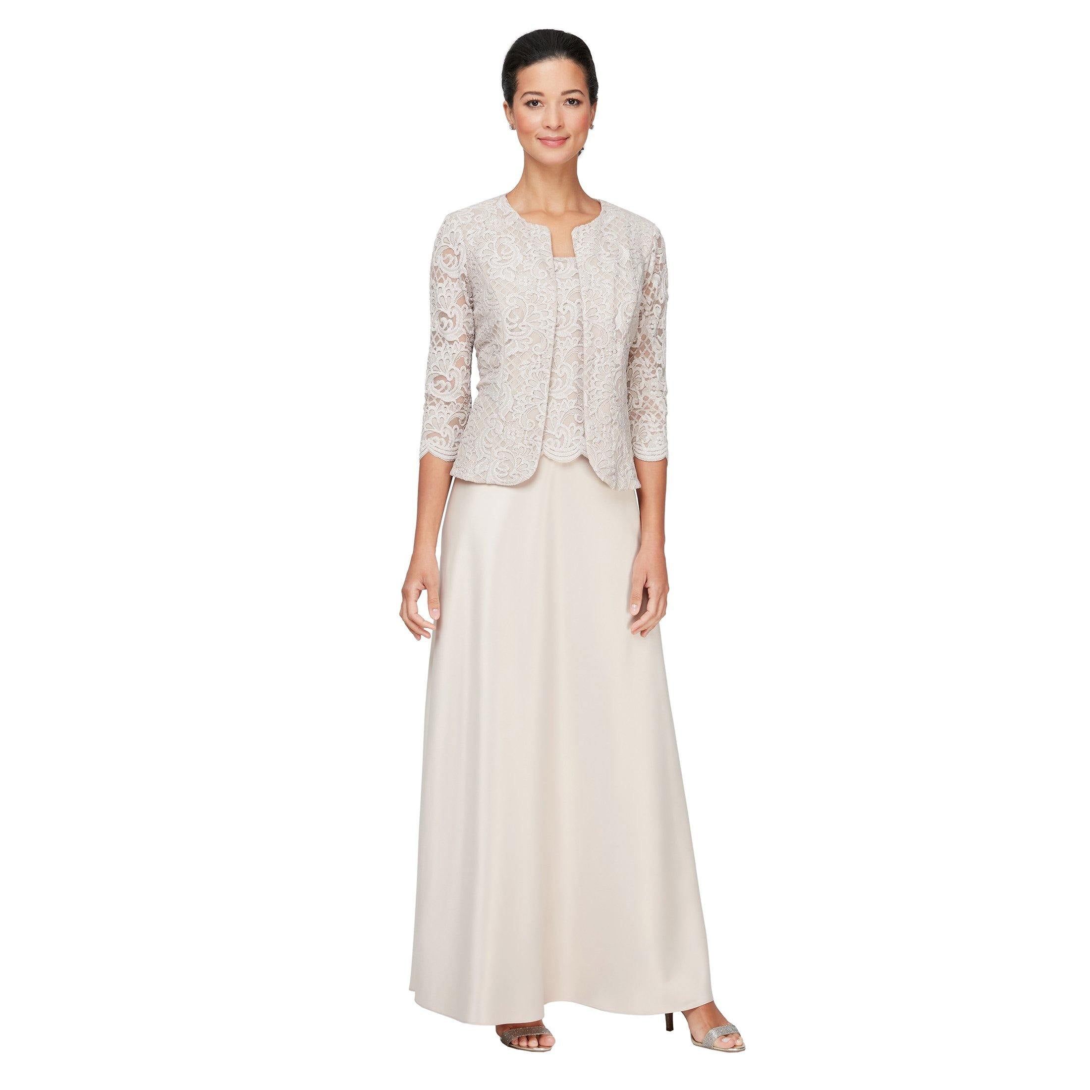 Navy Alex Evenings AE81122326 Long Formal Jacket Dress