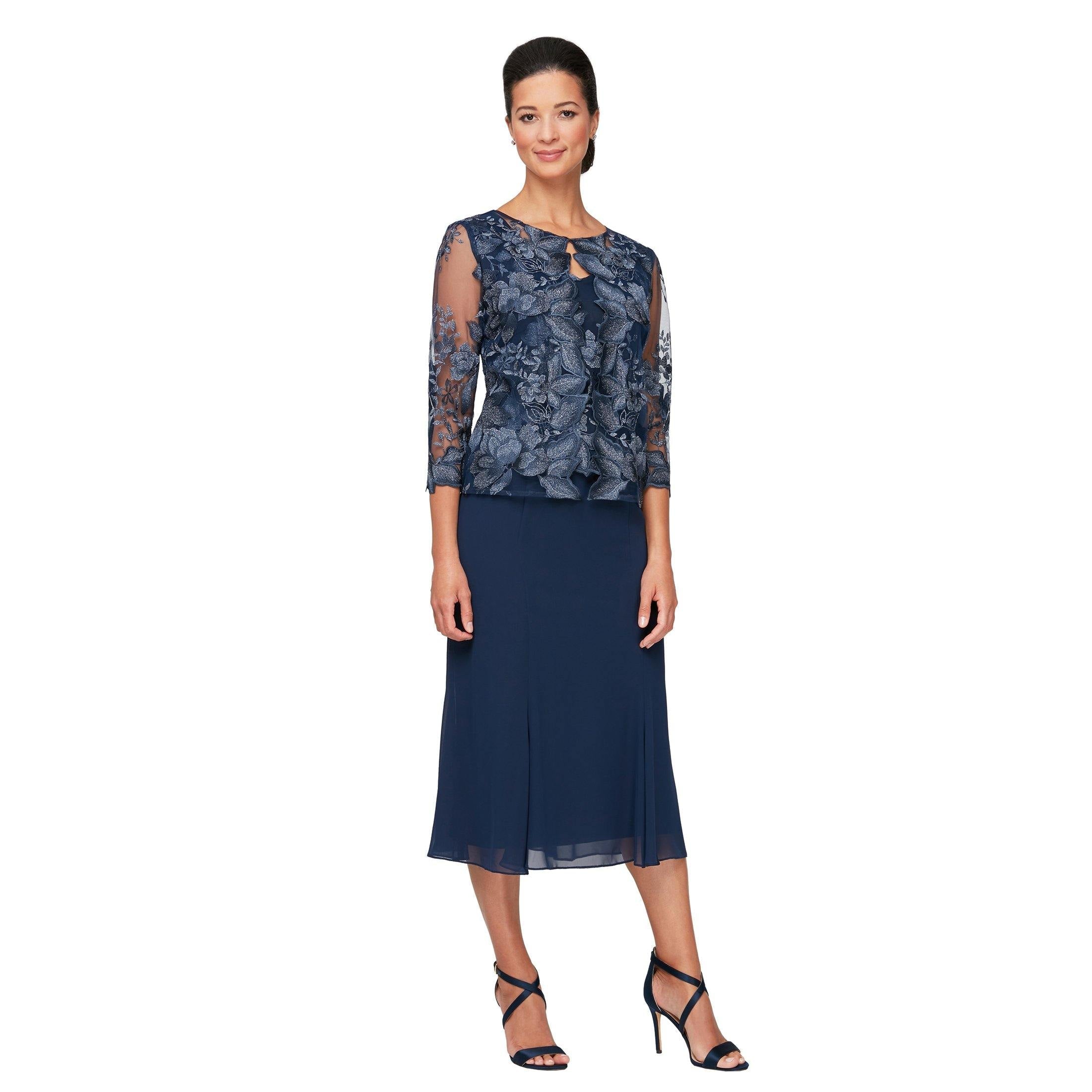 Navy Alex Evenings AE81122421 Long Mother of the Bride Gown for $219.99
