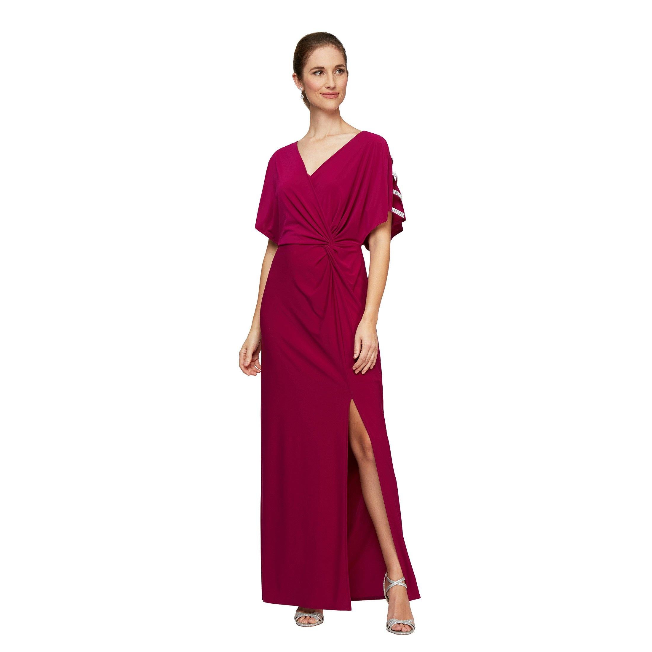 Alex Evenings Long Formal Slit Dress 81351544 - The Dress Outlet