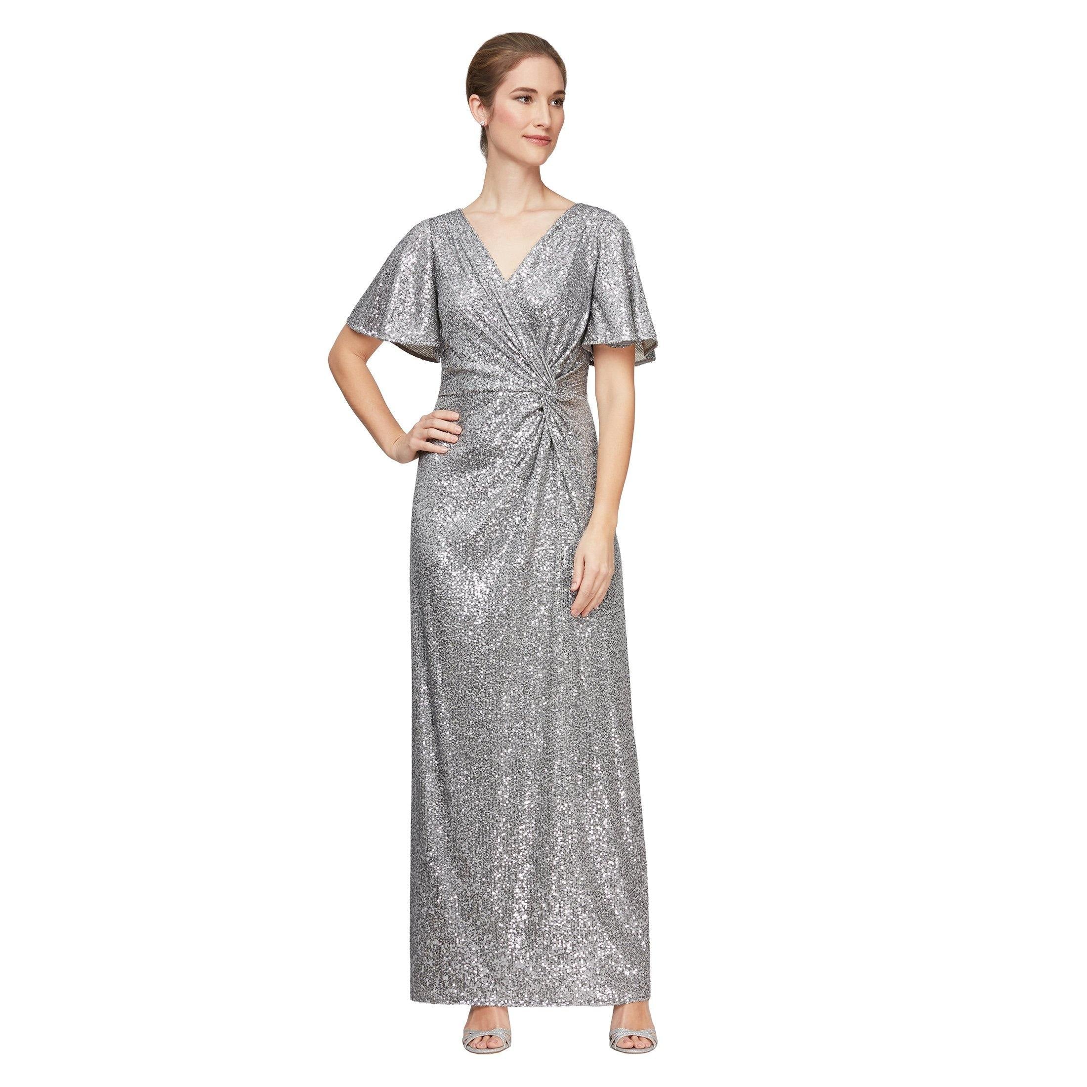Alex Evenings Long Formal Flutter Sleeve Gown 8196677 - The Dress Outlet