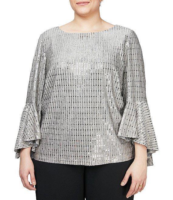 Alex Evenings Plus Size Bell Sleeve Blouse