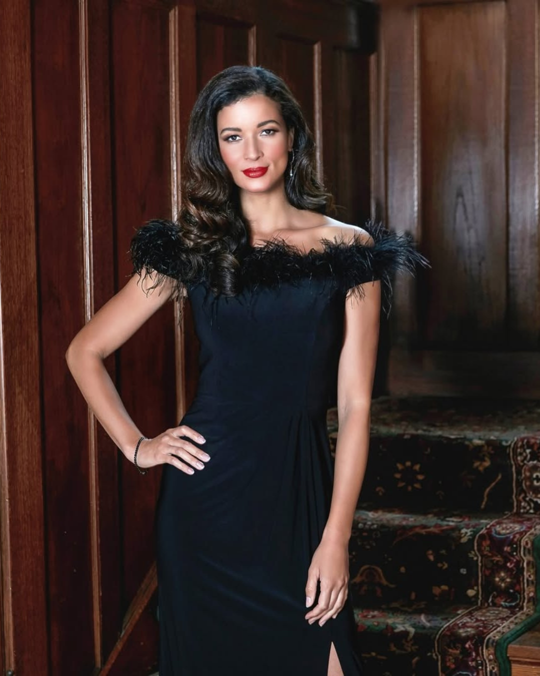 slim fit dress slacks Alex Evenings AE81351465 Long Off Shoulder Formal Dress