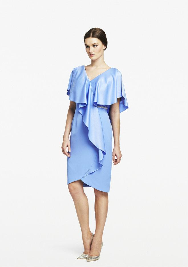Cocktail Dresses Short Ruffle Beaded Cocktail Dress Periwinkle