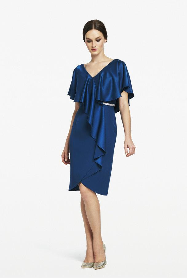 Cocktail Dresses Short Ruffle Beaded Cocktail Dress Teal Blue