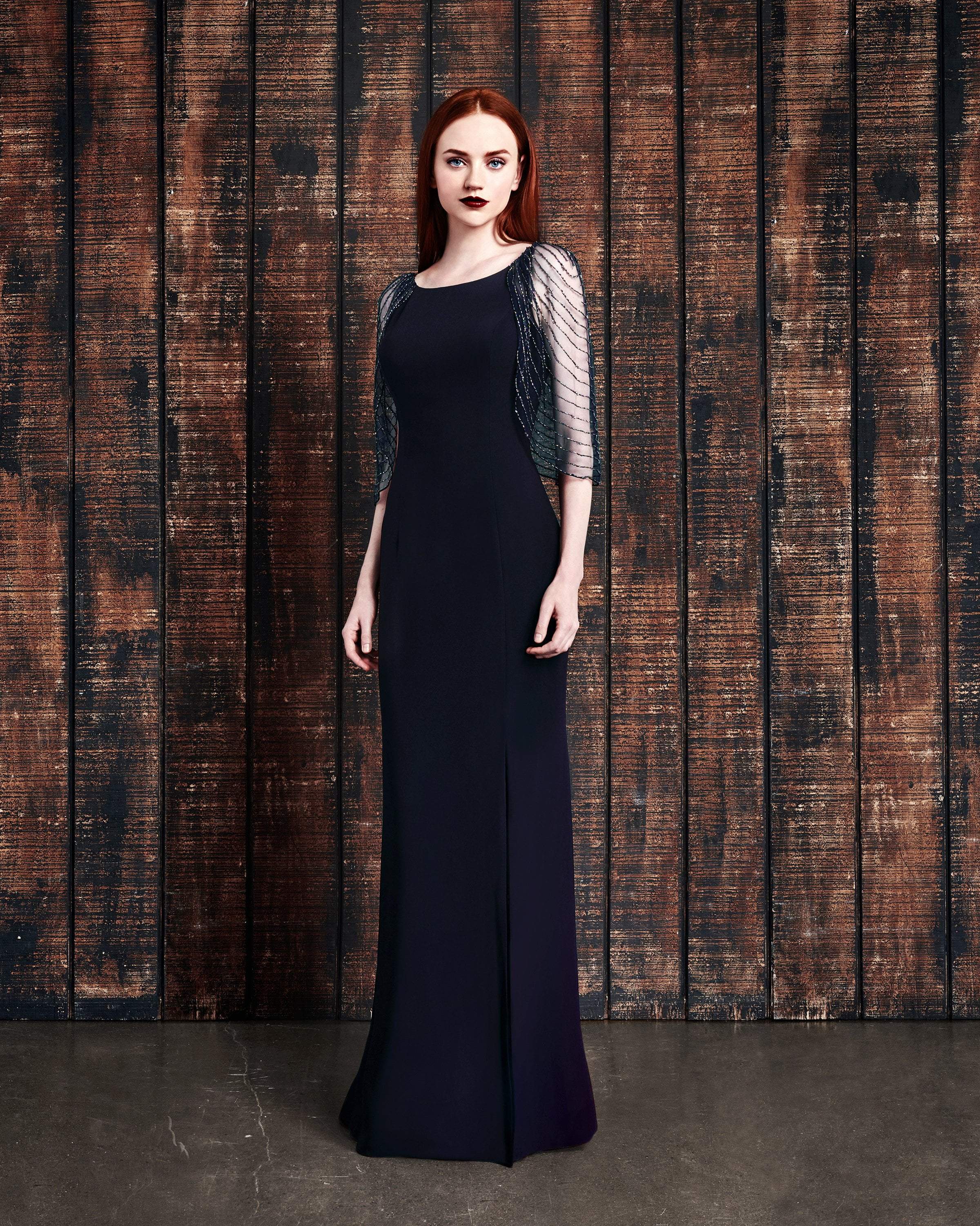 Formal Dresses Long Formal Beaded Cape Evening Dress Midnite