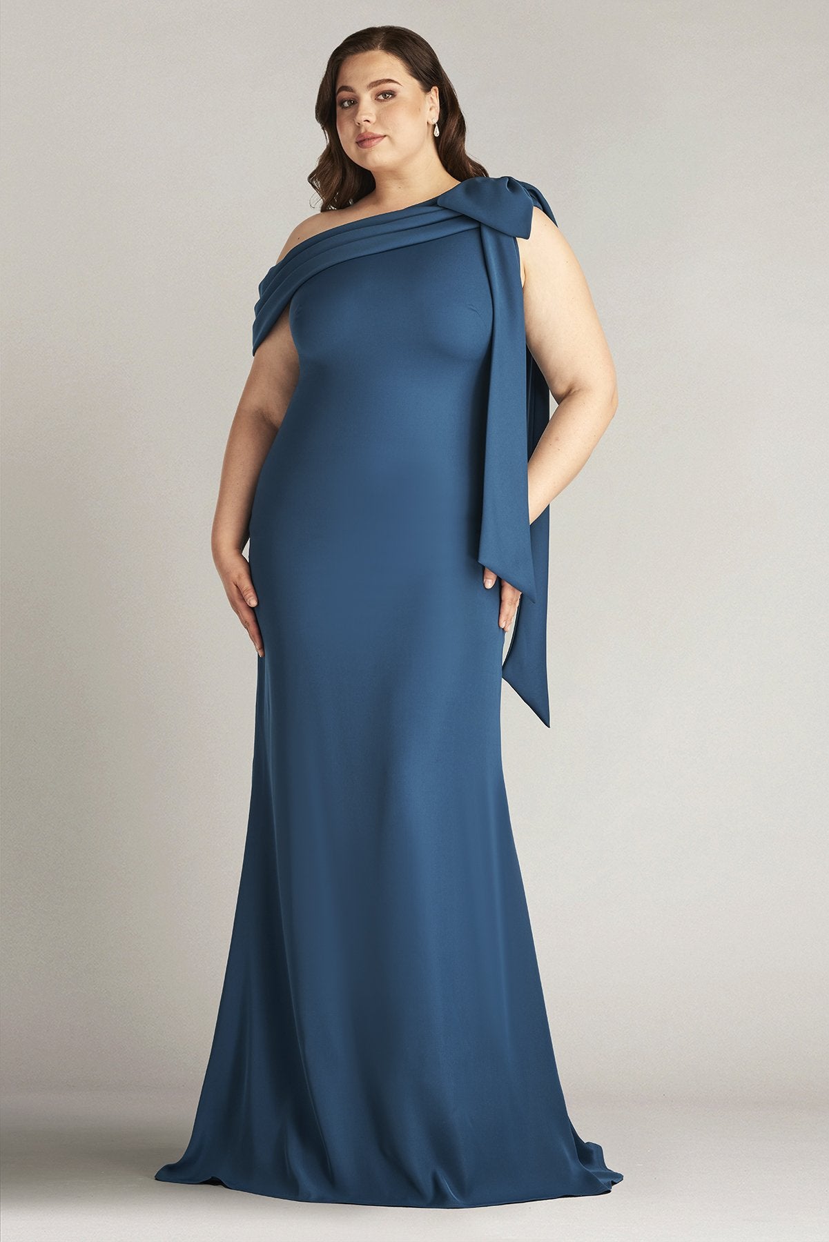 formal blouson dress tailored midi dress with crystal accents and ruffled hem – ECLIPSE –  missodd.com main image 1