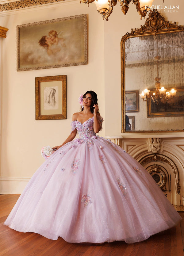 Off-the-Shoulder Floor-Length Tulle Quinceañe Ball Gown Rachel Allan RQ6022