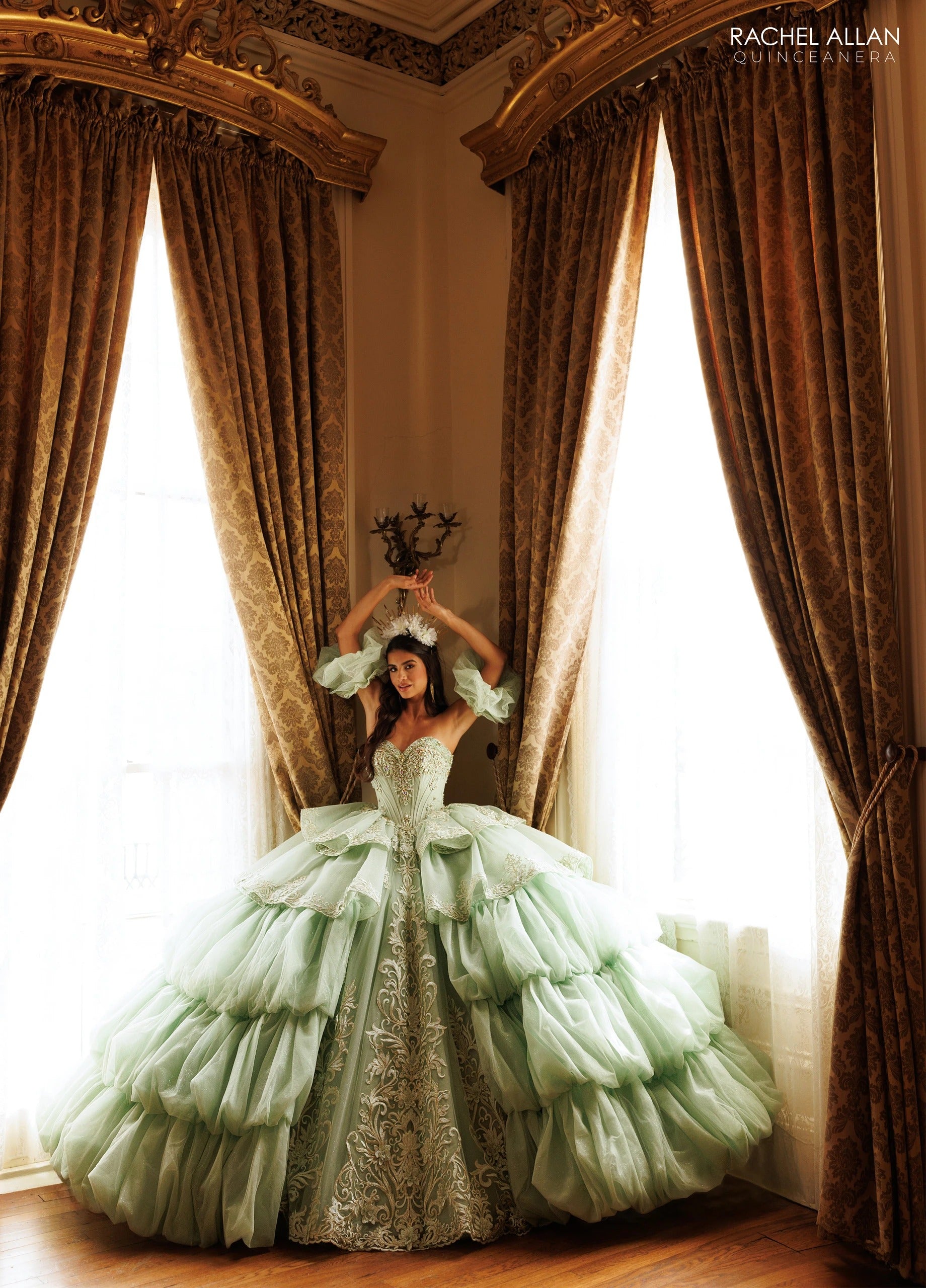 Off-the-Shoulder Floor-Length with T in Tulle Quinceañe Ball Gown Rachel Allan RQ6025