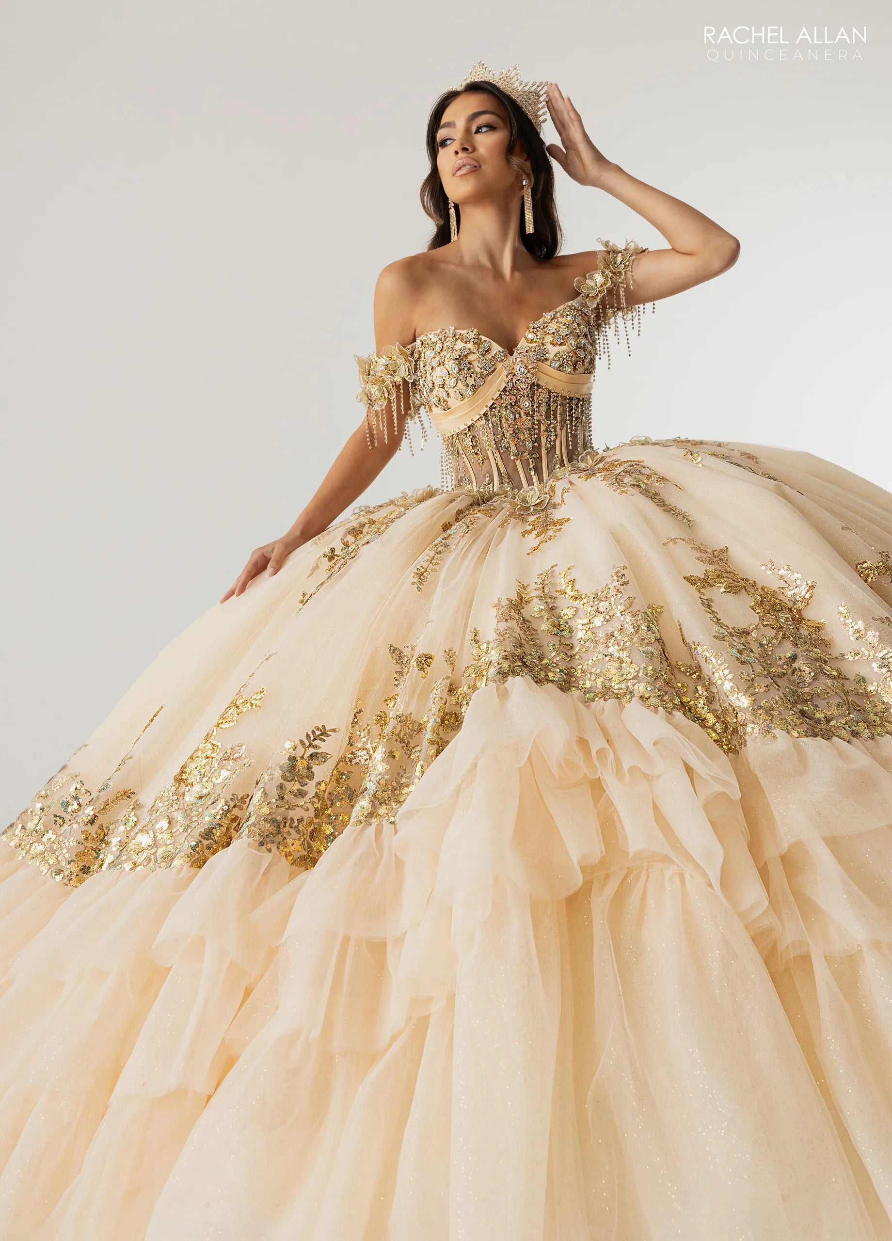 Off-the-Shoulder Floor-Length Tulle Gown Rachel Allan RQ6012 – The Dress  Outlet
