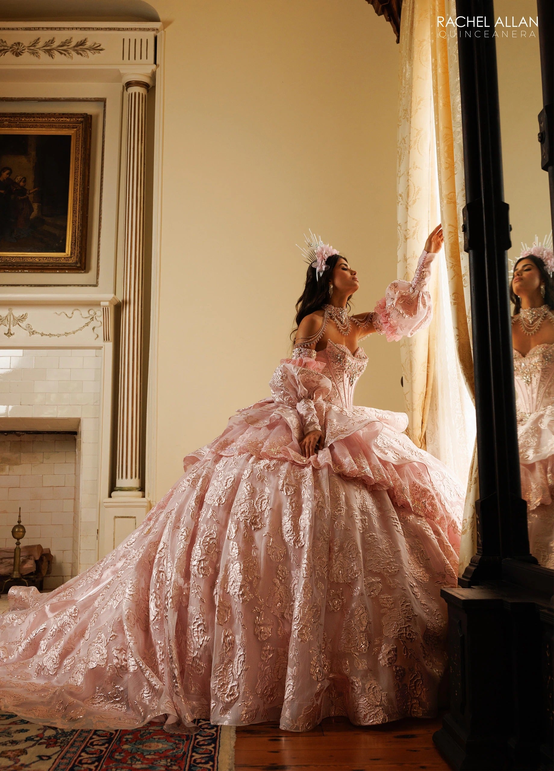 Off-the-Shoulder Floor-Length with T in Tulle Quinceañe Ball Gown Rachel Allan RQ6020