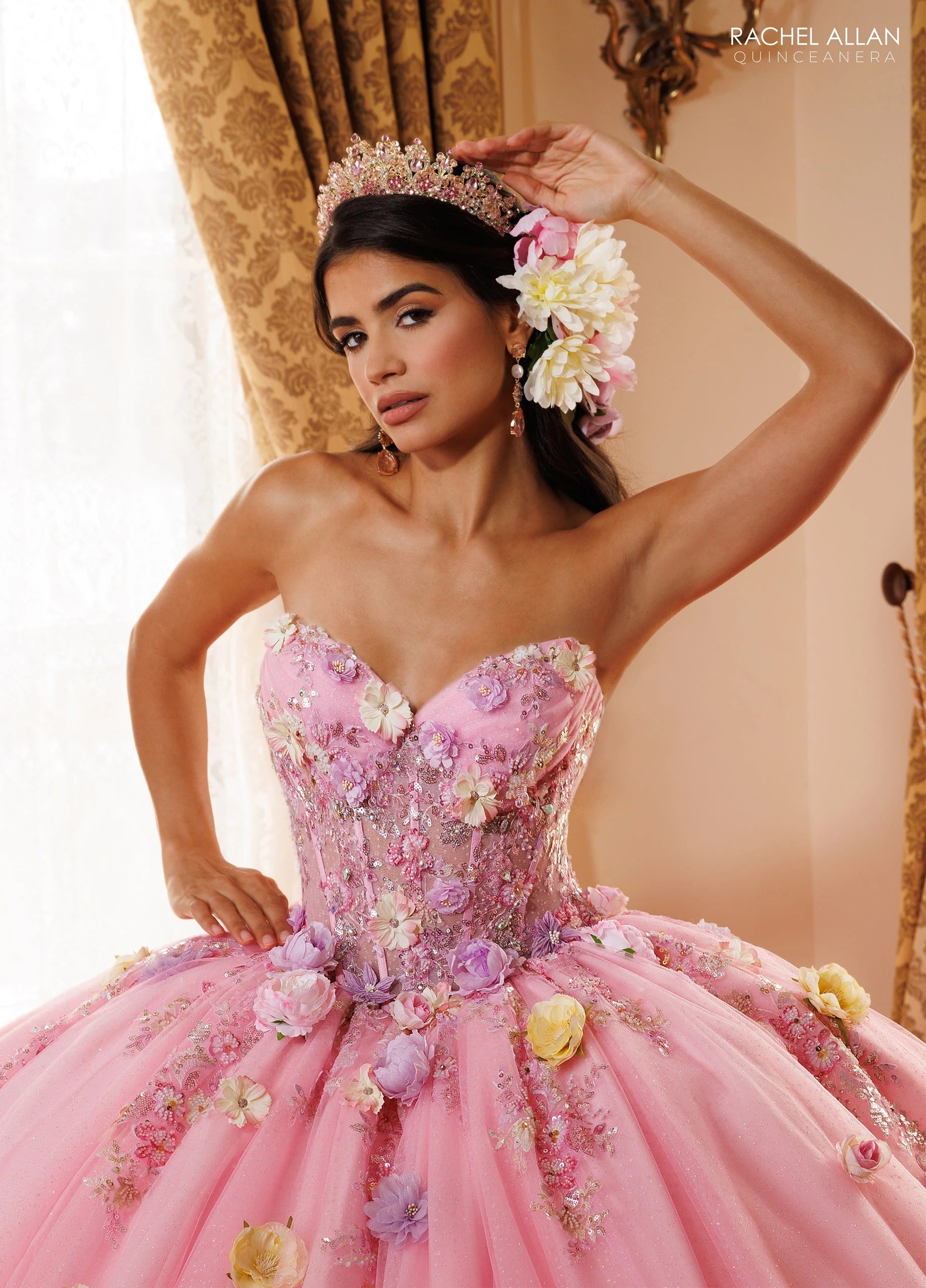 Off-the-Shoulder Floor-Length Tulle Quinceañe Ball Gown Rachel Allan RQ6022