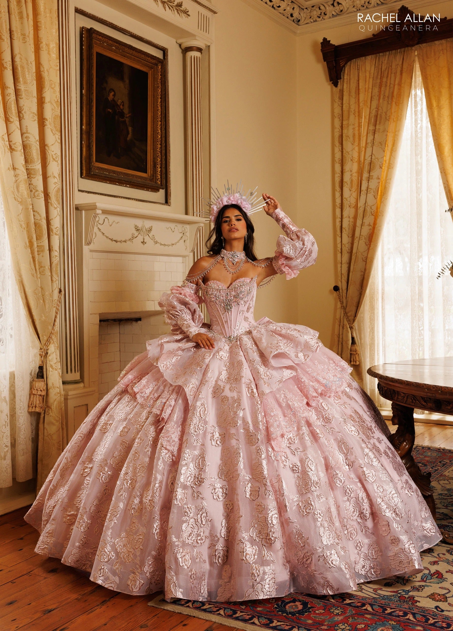 Off-the-Shoulder Floor-Length with T in Tulle Quinceañe Ball Gown Rachel Allan RQ6020
