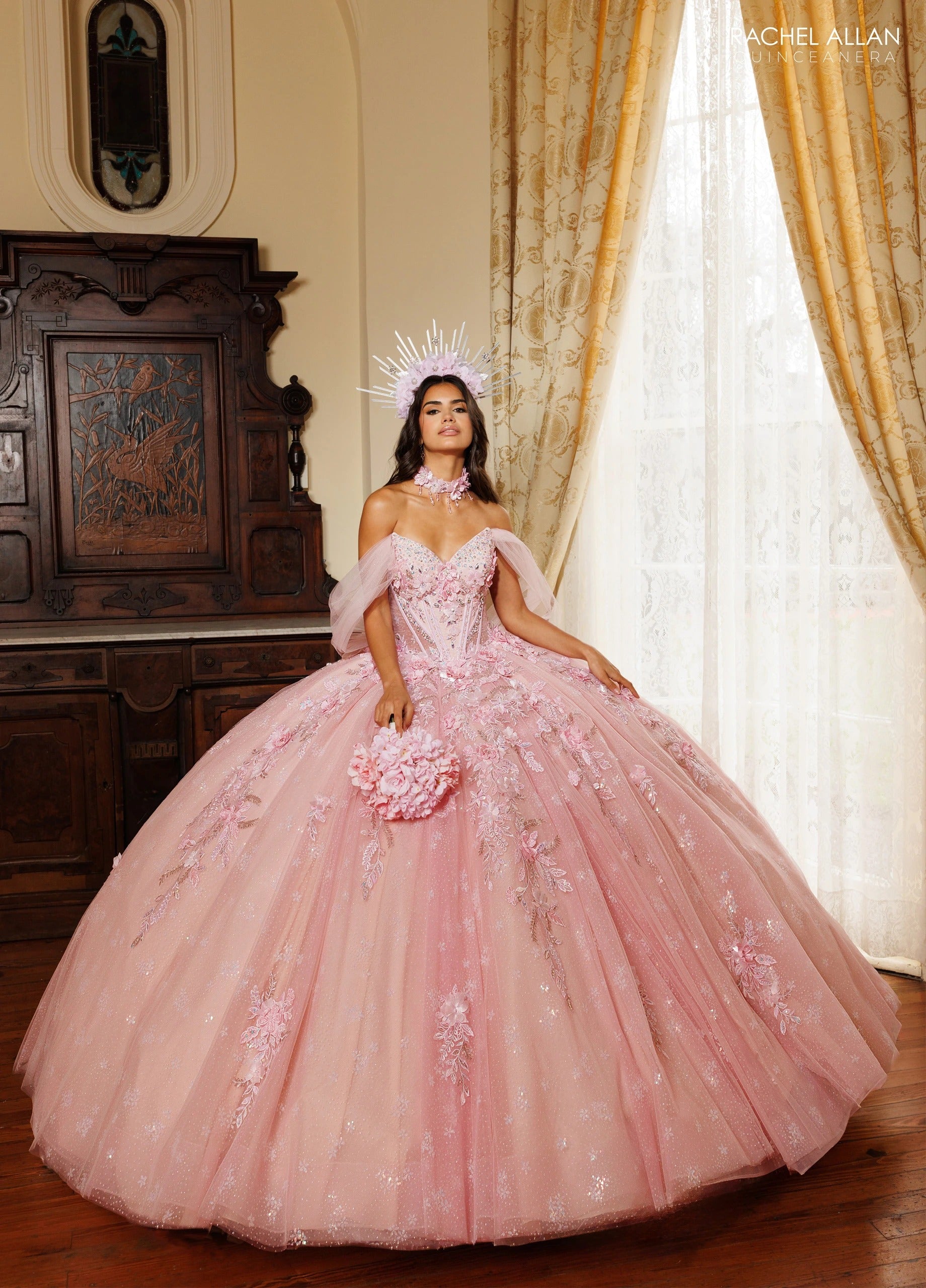 Sweetheart Floor-Length with T in Tulle Quinceañe Ball Gown Rachel Allan RQ6023