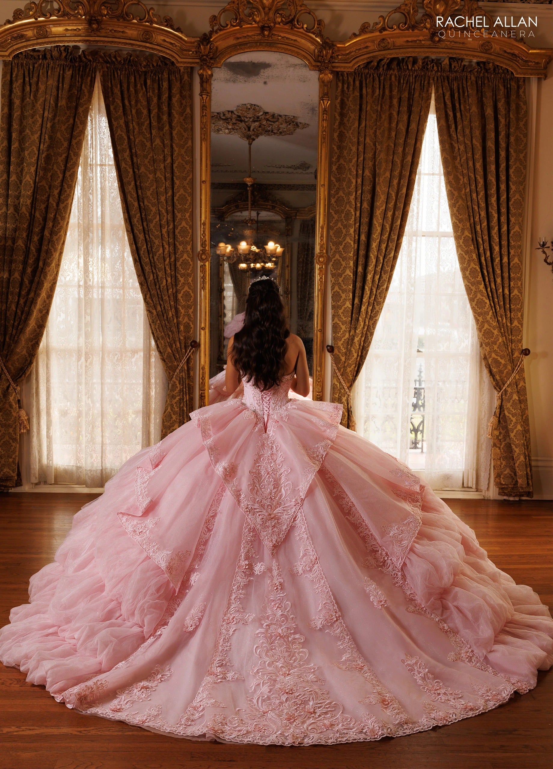 Off-the-Shoulder Floor-Length with T in Tulle Quinceañe Ball Gown Rachel Allan RQ6025